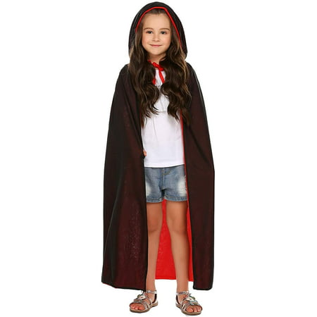 Black Red Reversible Cloak Dress Up for Goth Devil Pirate Vampire Demon Christmas Halloween Party Cosplay 35 